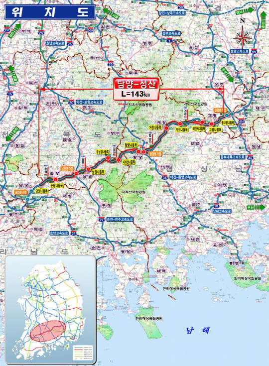 광주~대구고속도로 위치도  국토부 제공